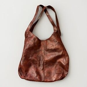 Jingpin Faux Leather Zip Brown Patina Look Bucket Bag
